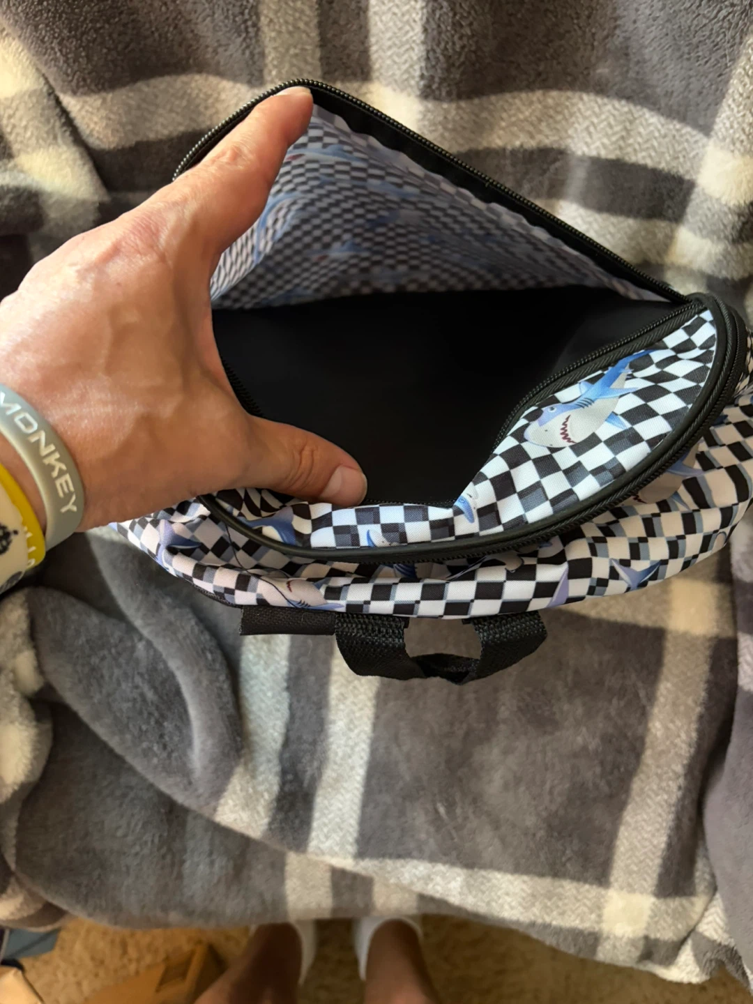 Kids Backpack Shark Checkerboard Pattern - photo 3