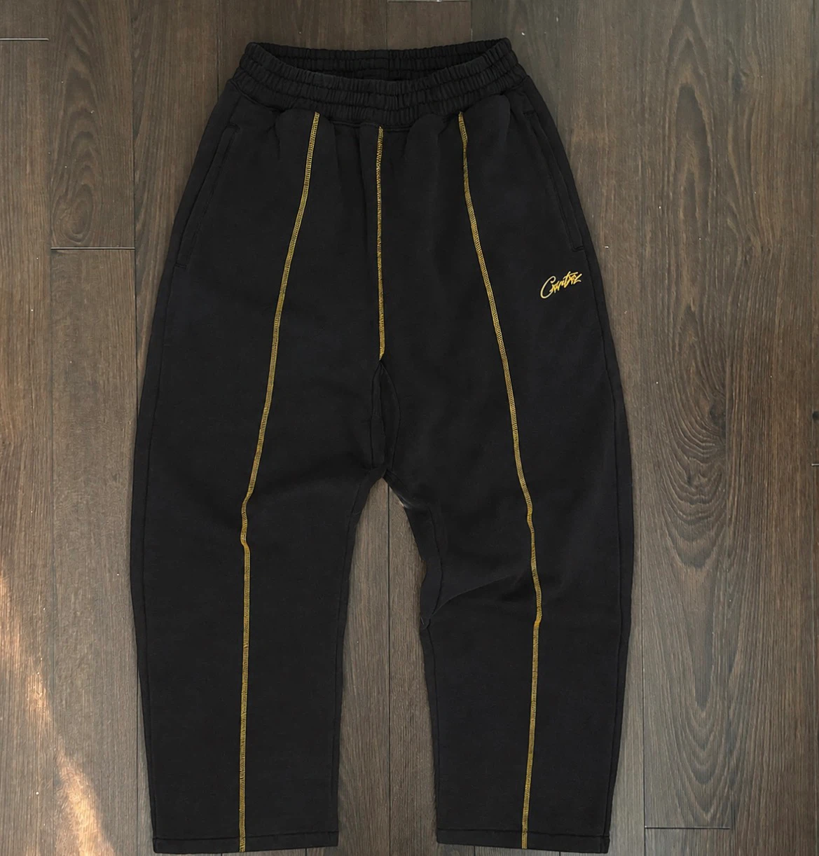 Corteiz Hmp Open Hem Sweatpant 'Black/Yellow' (Size S)