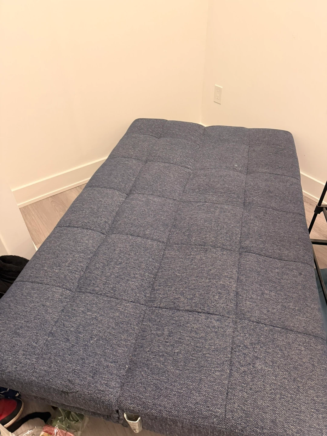 Blue Tufted Futon Sofa Bed - photo 2