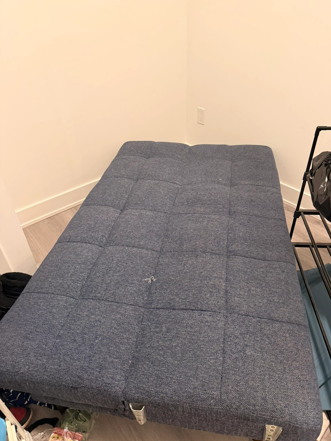 Blue Tufted Futon Sofa Bed - photo 3