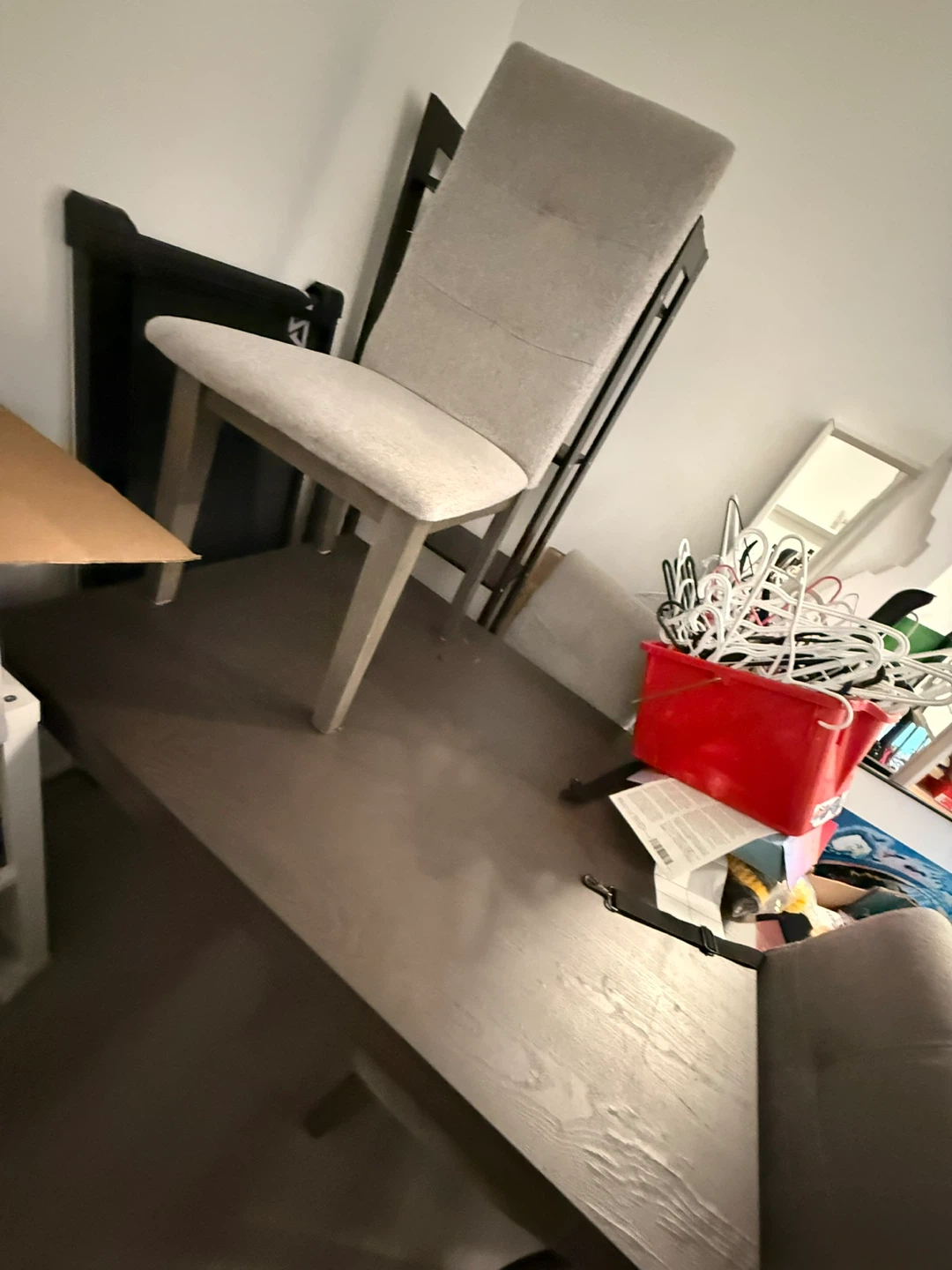 Grey Upholstered Dining Chairs( 4) and Expandable dining table - photo 2