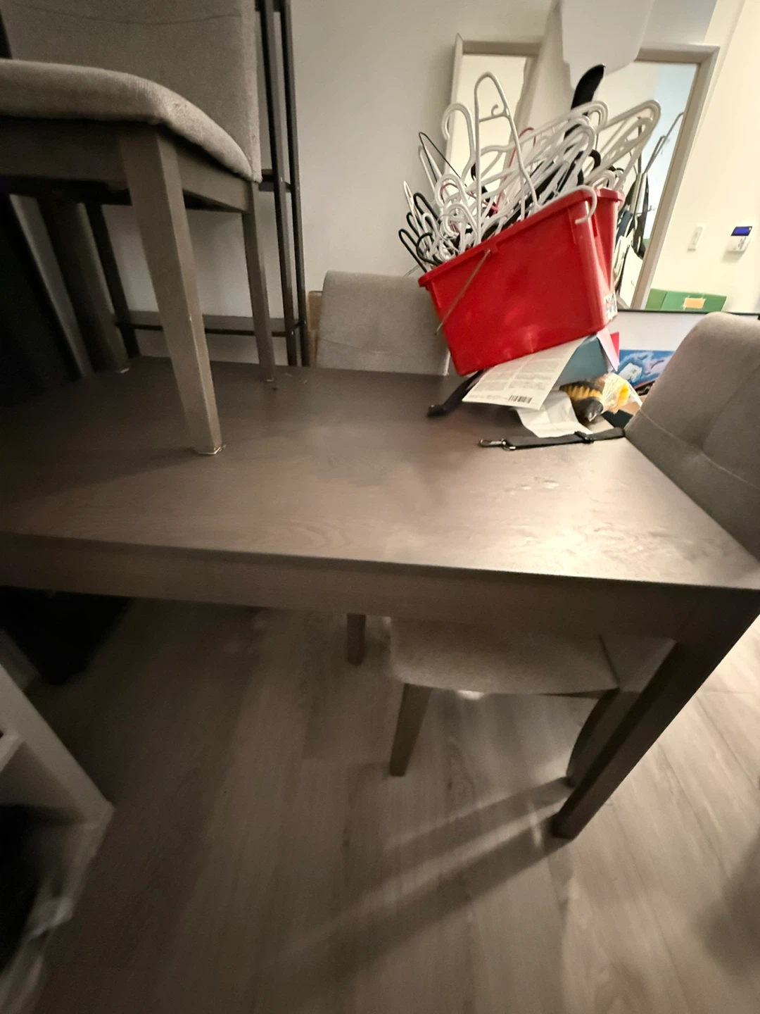 Grey Upholstered Dining Chairs( 4) and Expandable dining table - photo 3