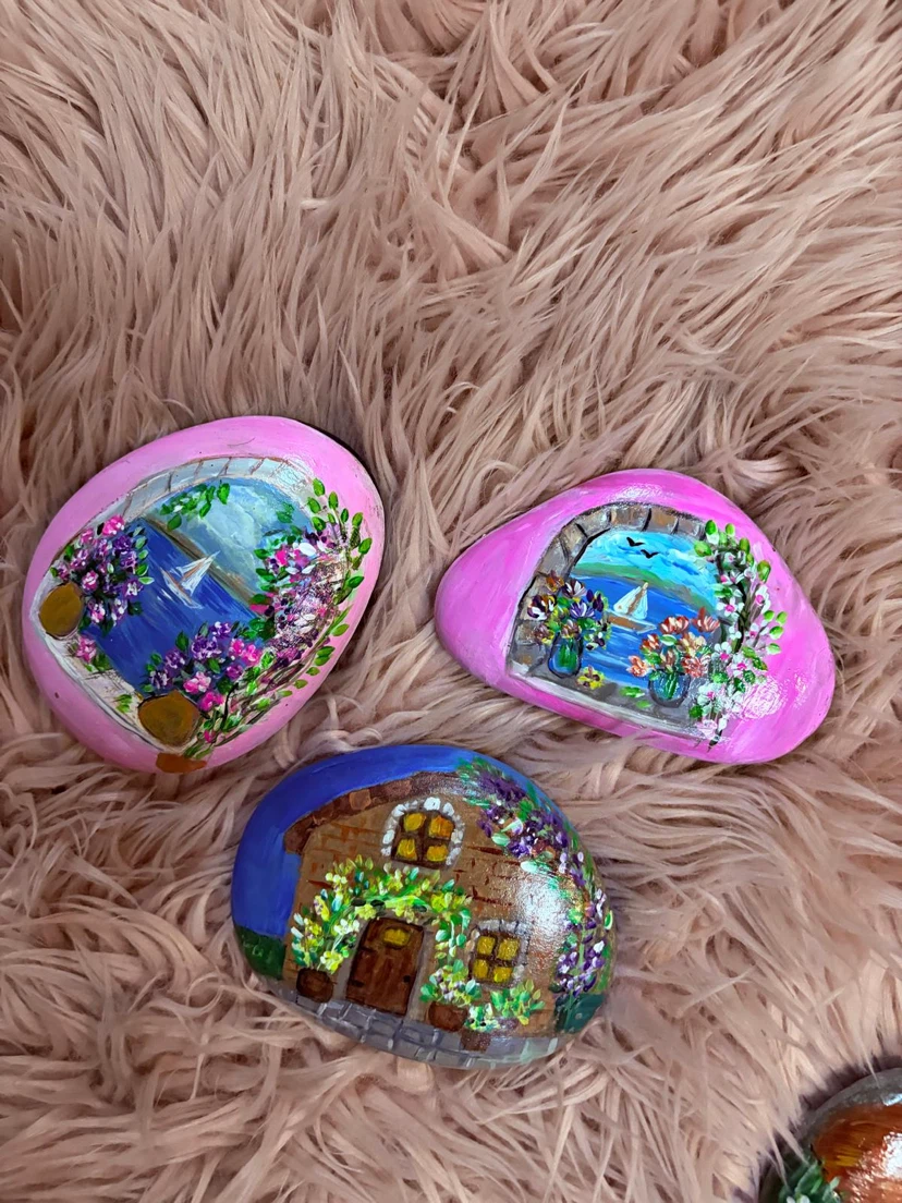 Collection of 4 Hand-Painted Decorative Rocks - photo 2