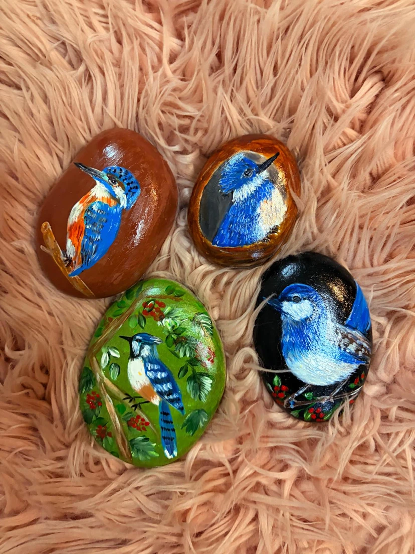 Collection of 4 Hand-Painted Decorative Rocks - photo 4