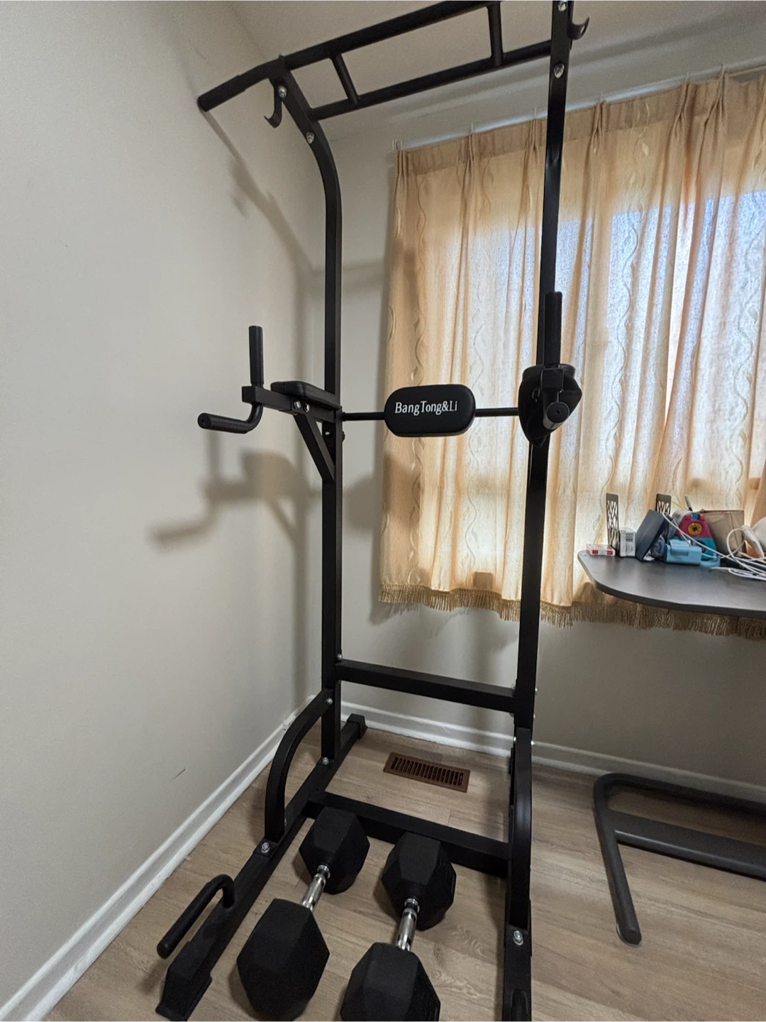 Power tower+two 45-lb dumbbells