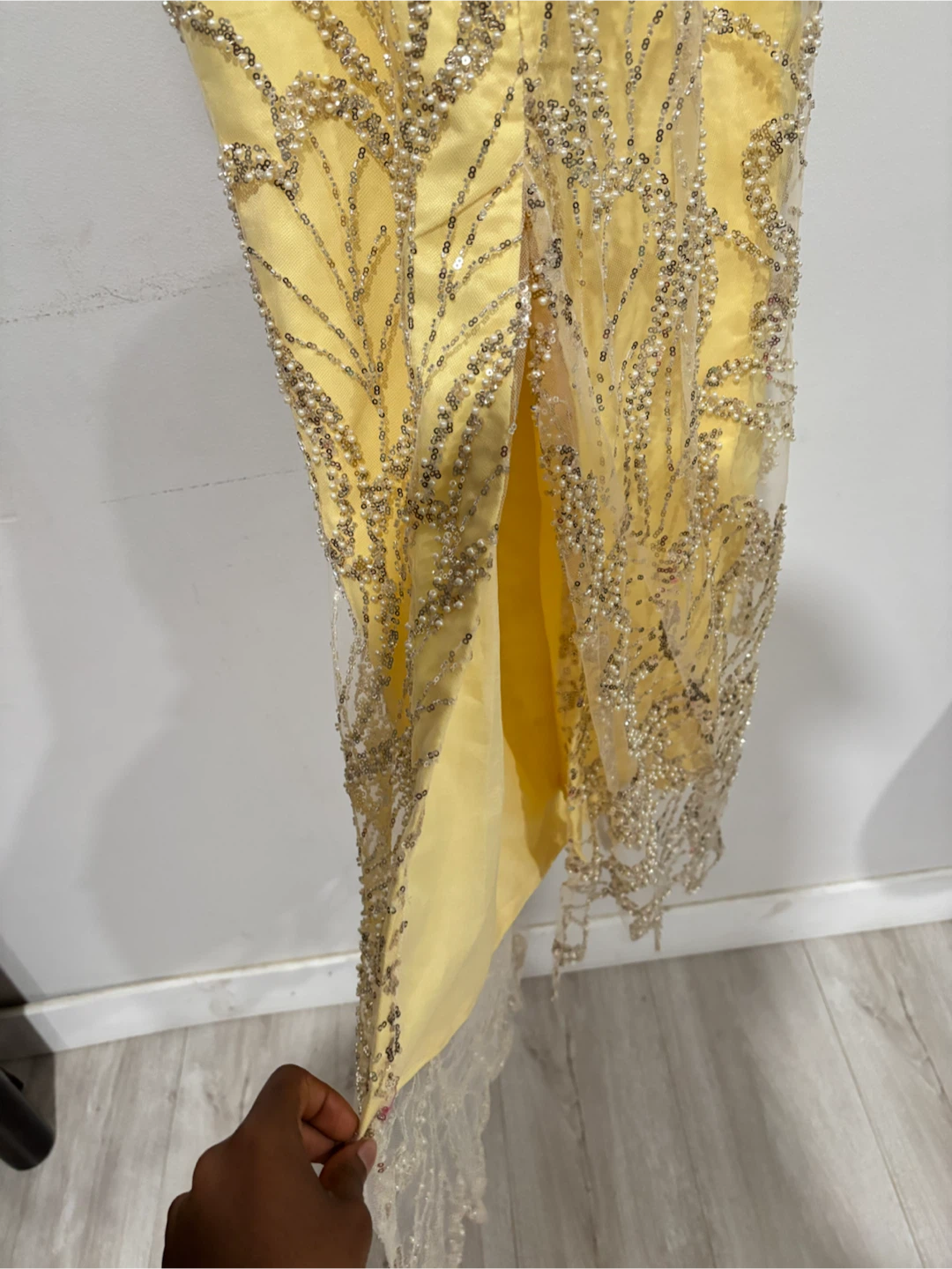 CUSTOM YELLOW GOLD BEADED PROM / FORMAL DRESS - photo 5