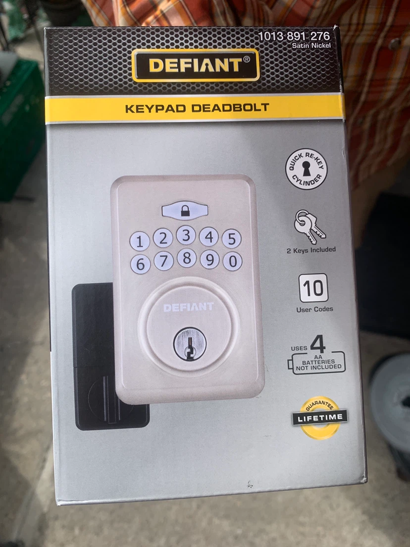 Defiant Satin Nickel Keypad Deadbolt