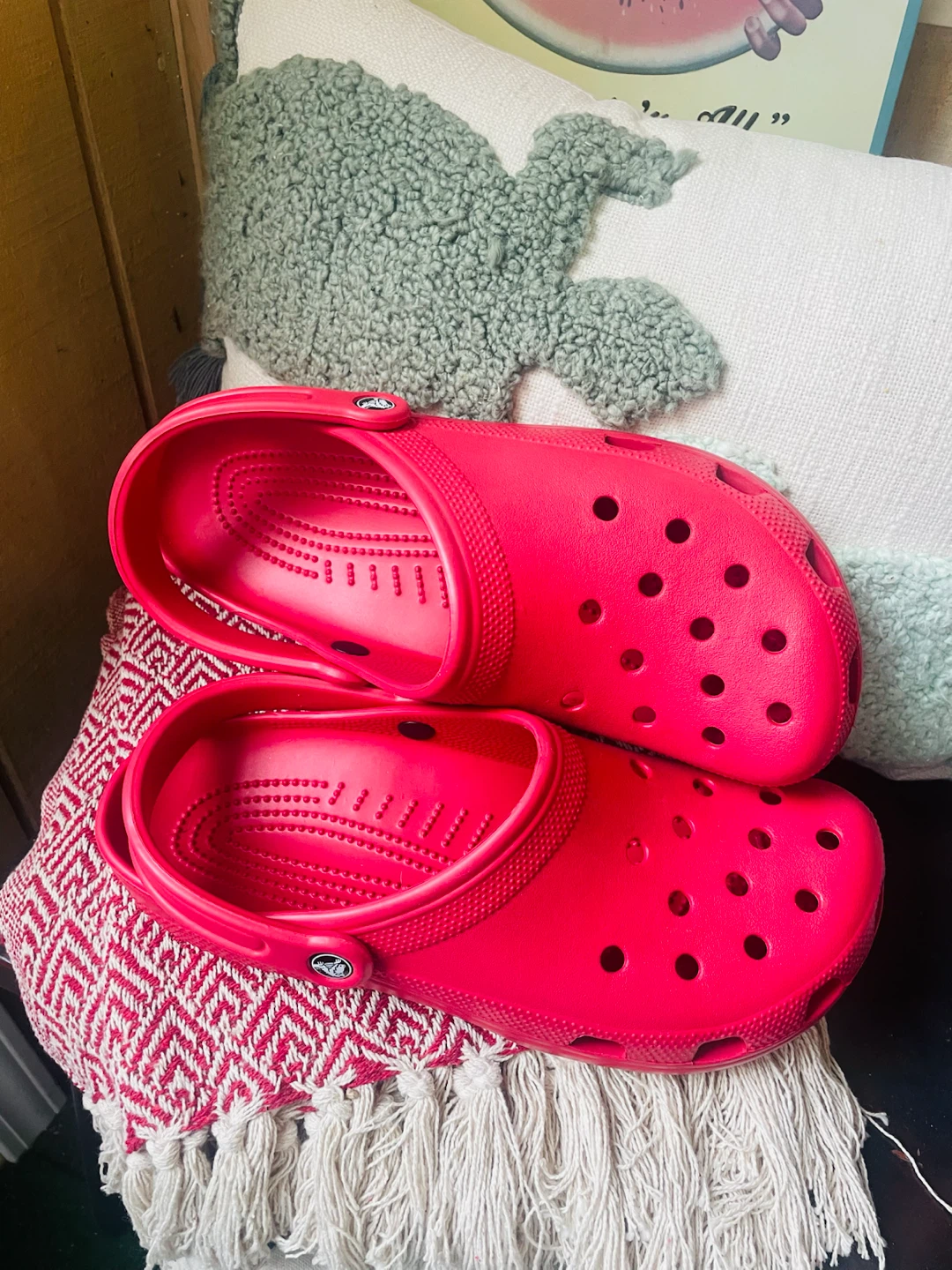 New Red Crocs men’s size 12