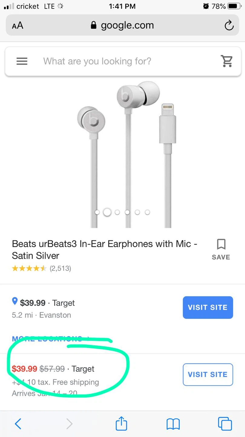 Beats urBeats3 In-Ear Earphones with Mic - Satin Silver