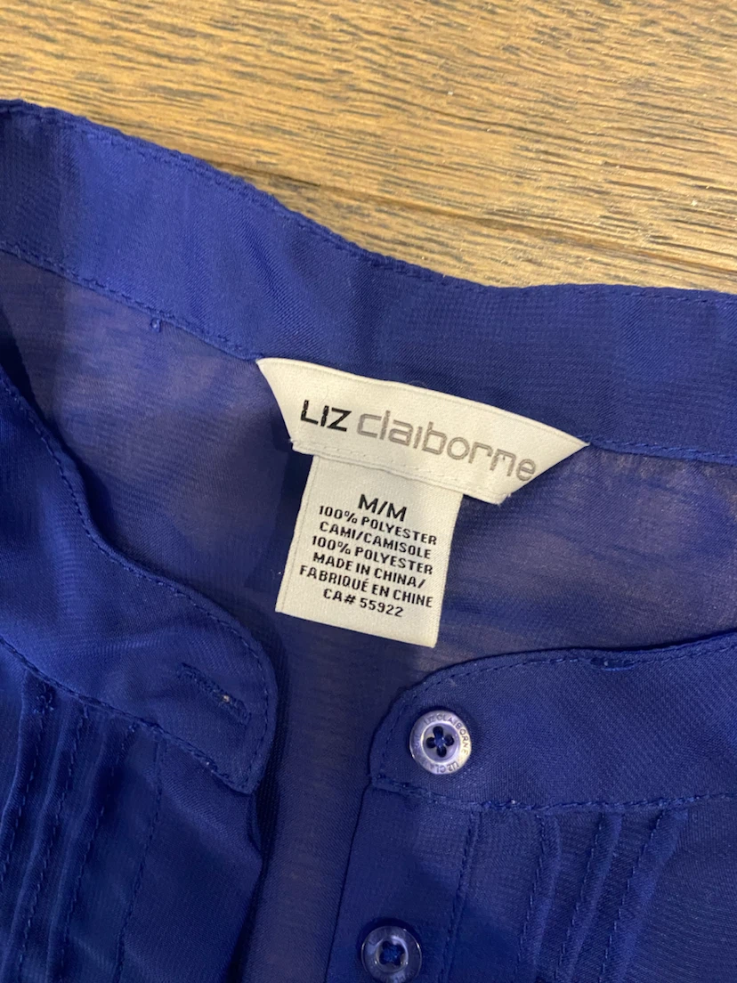 Liz Claiborne Blue Sheer Sleeveless Blouse M - photo 3