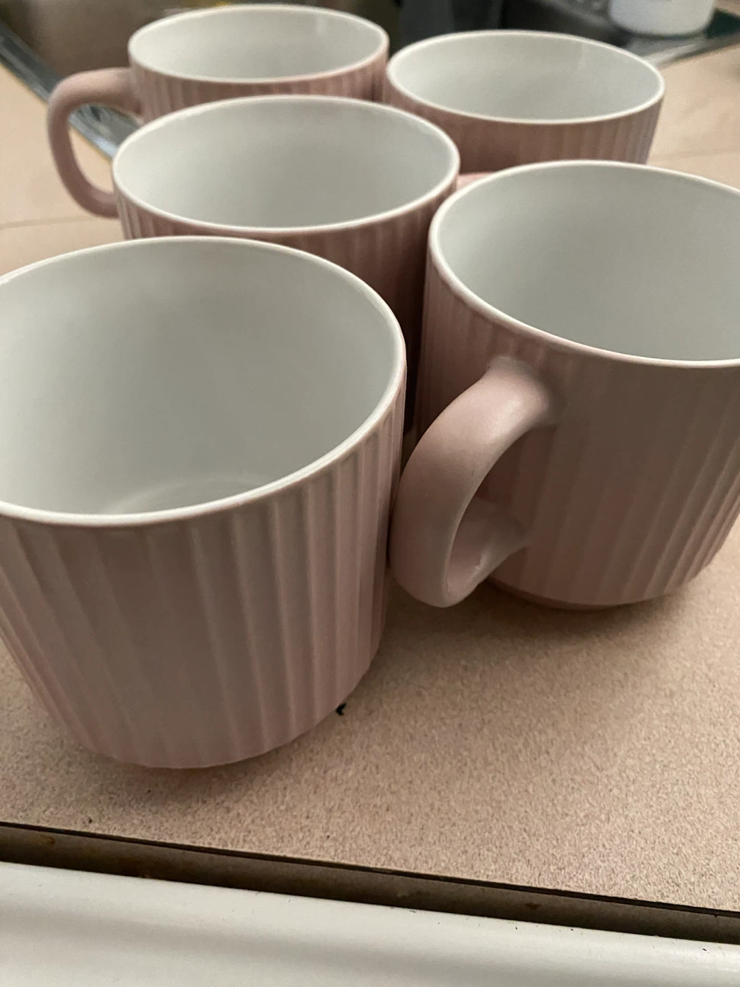Set of 5 Pink Ribbed Mugs - photo 3
