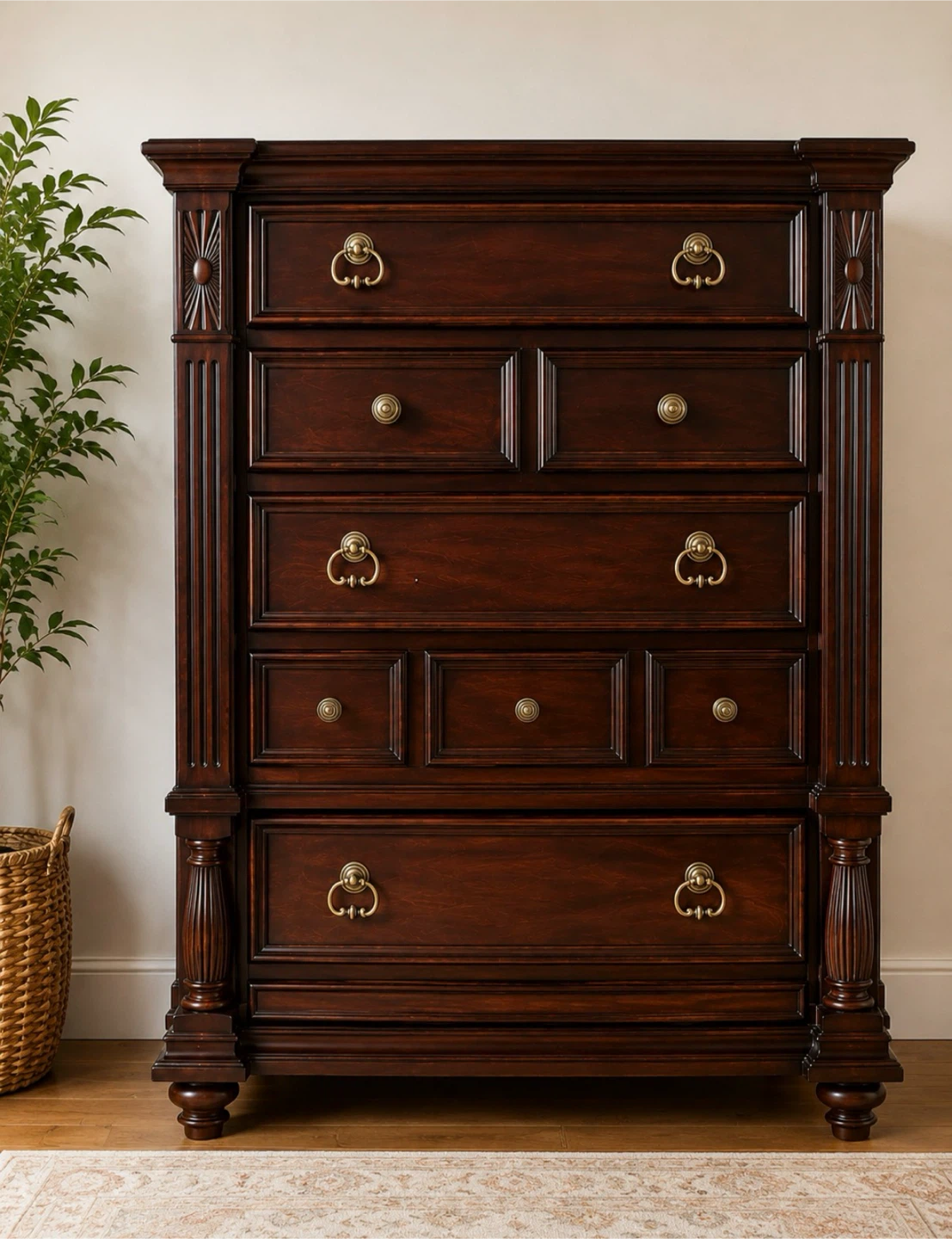 Dark Wood Dresser set with 2 night stands