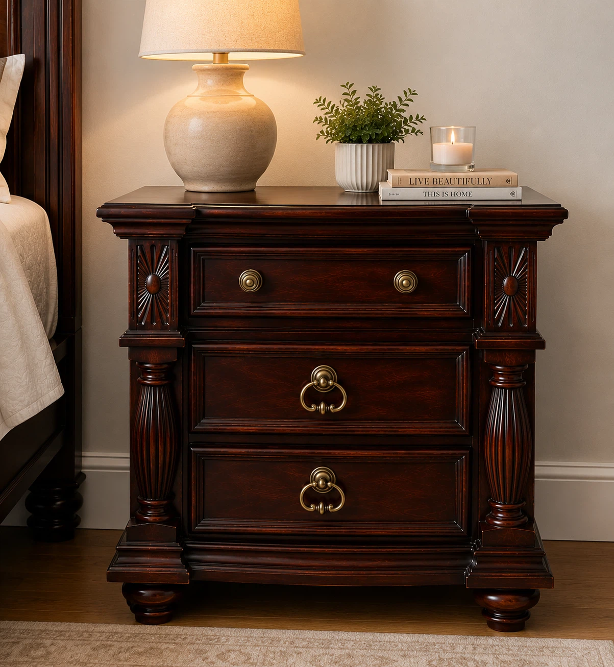 Dark Wood Dresser set with 2 night stands - photo 2