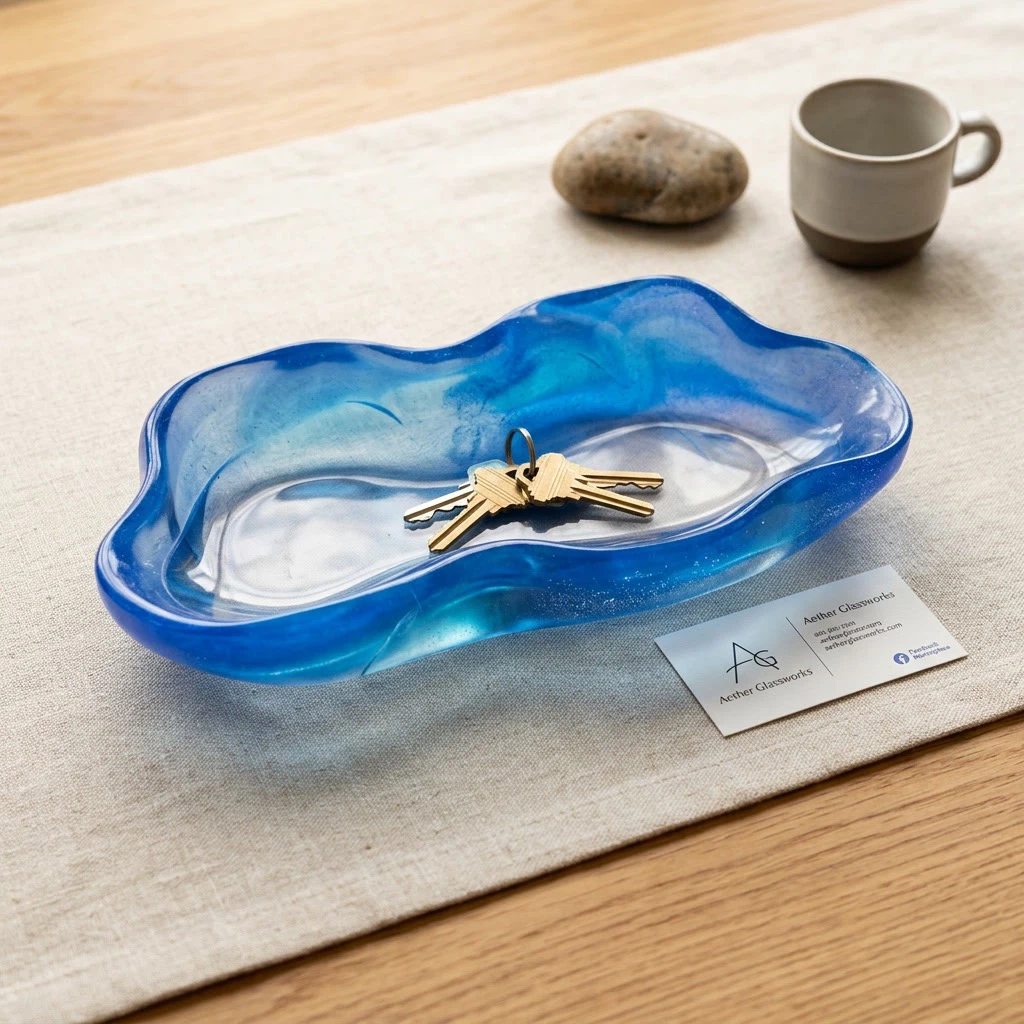 Aether Glassworks Blue Resin Trinket Dish - photo 2