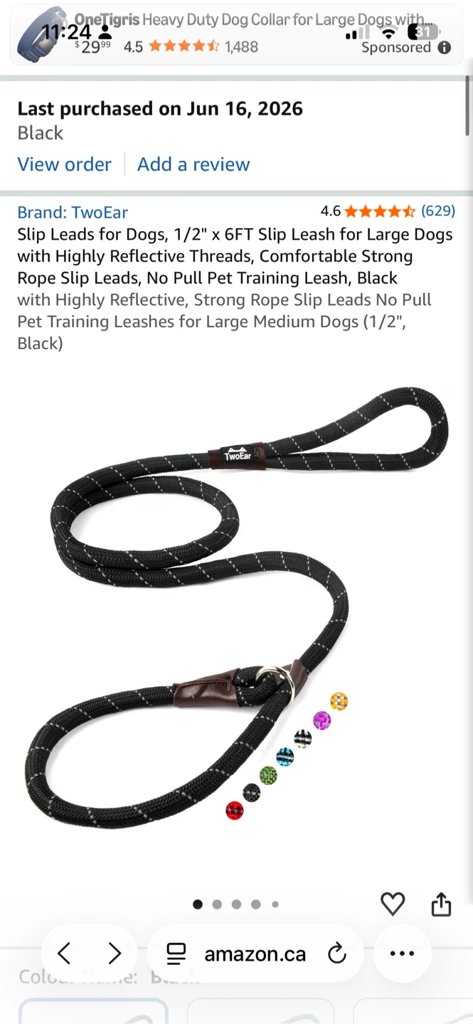 NEW TwoEar Slip Lead for Dogs - Black
