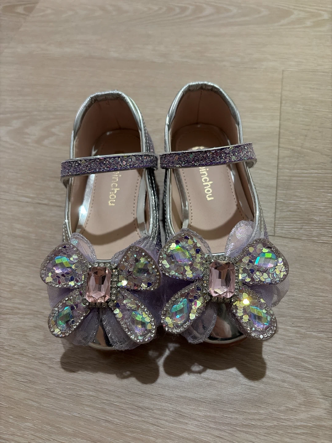 Silver Glitter Bow Light-Up Shoes (160mm)