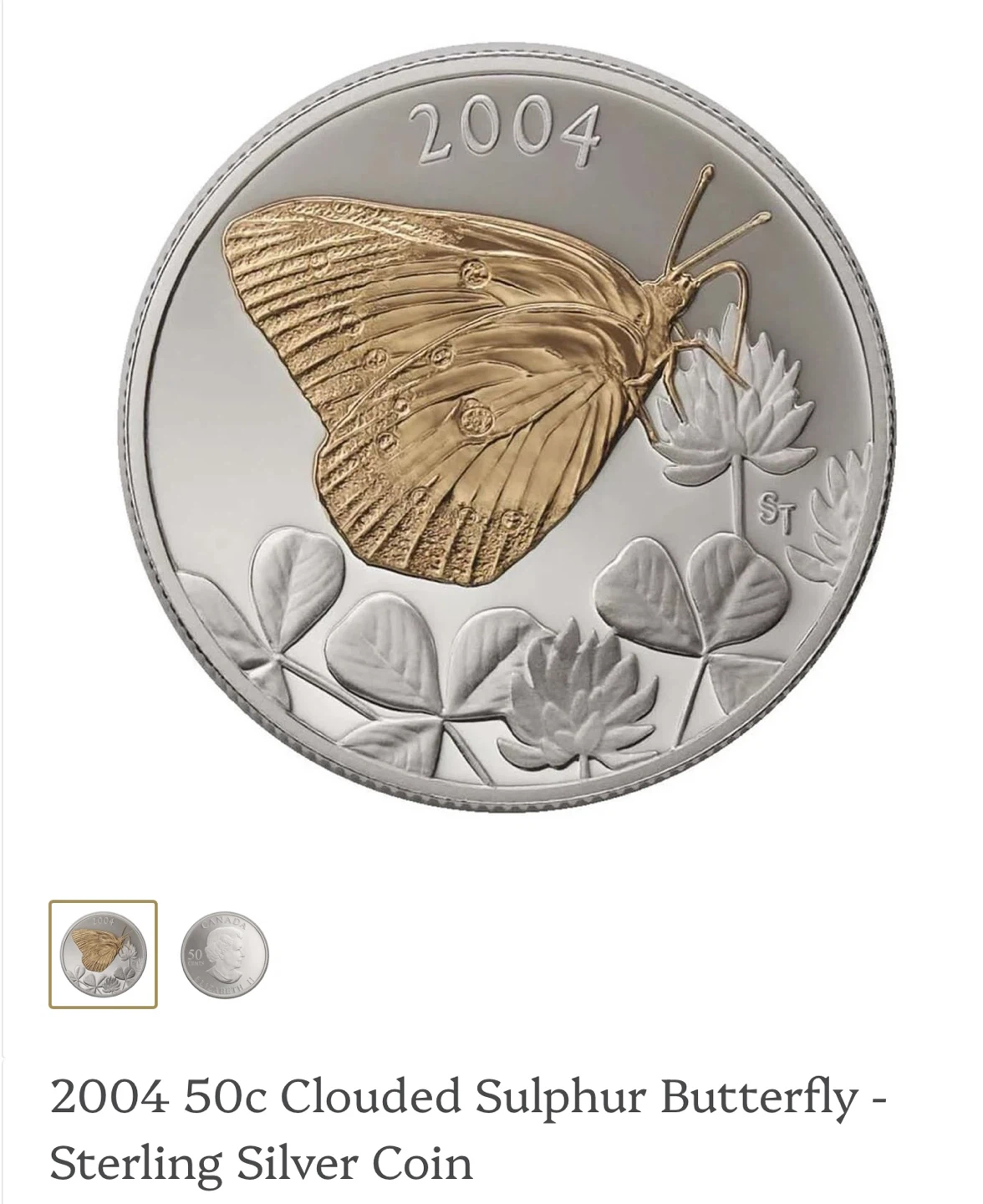2004 Canadian 50 cent Clouded Butterfly