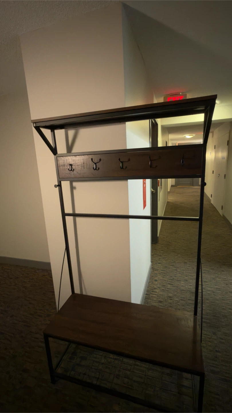 Industrial Style Hall Tree with Bench - photo 2