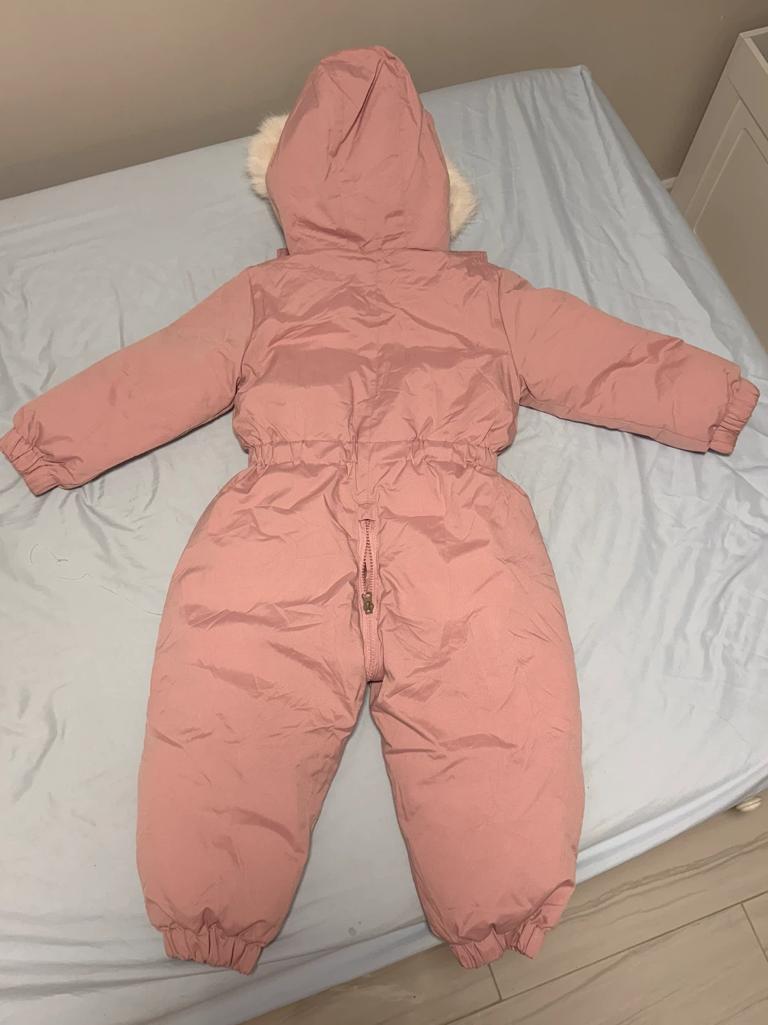 Pink Hooded Snowsuit with Faux Fur Trim - photo 3