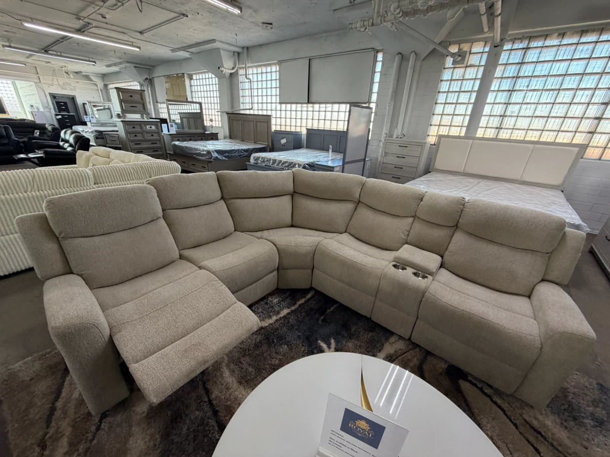 Reclining beige sectional