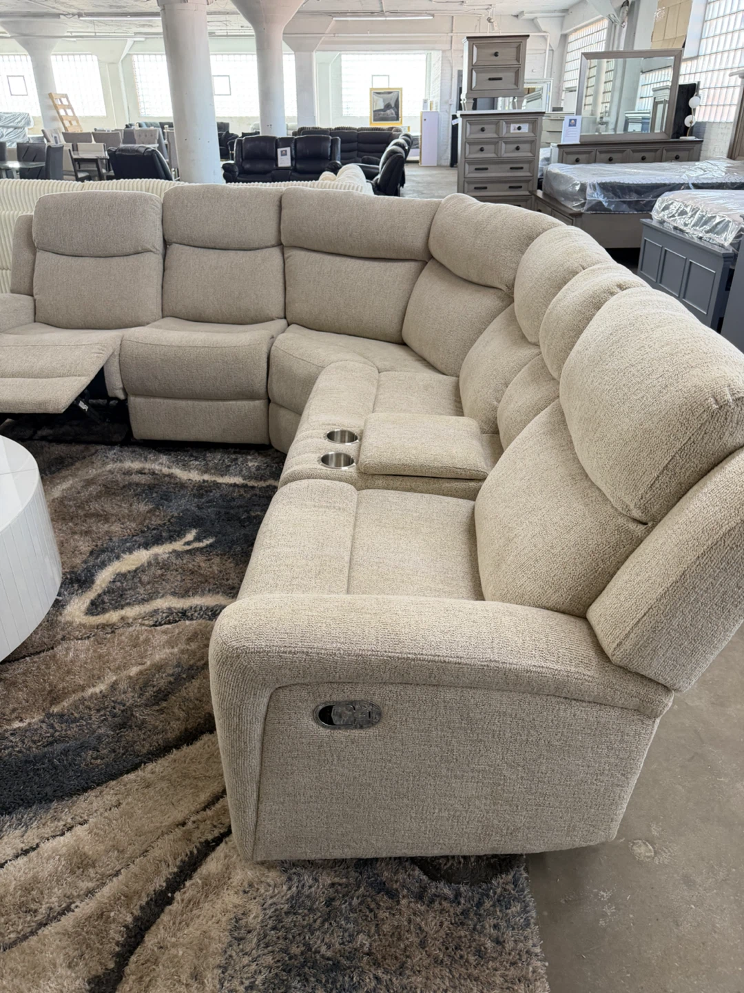 Reclining beige sectional - photo 2