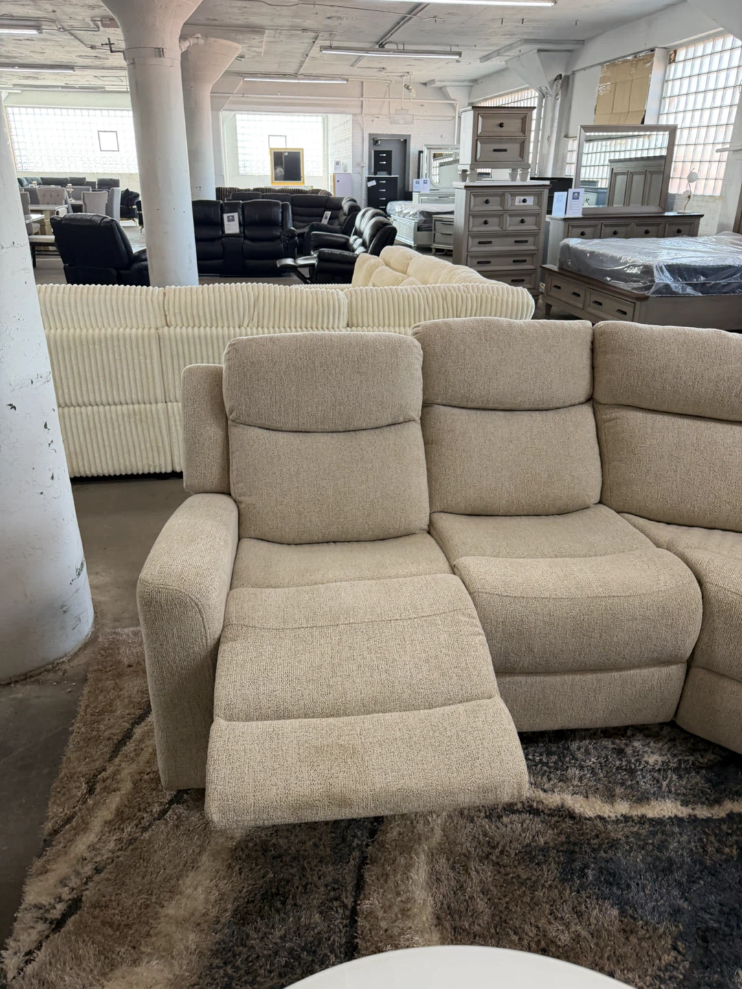 Reclining beige sectional - photo 3