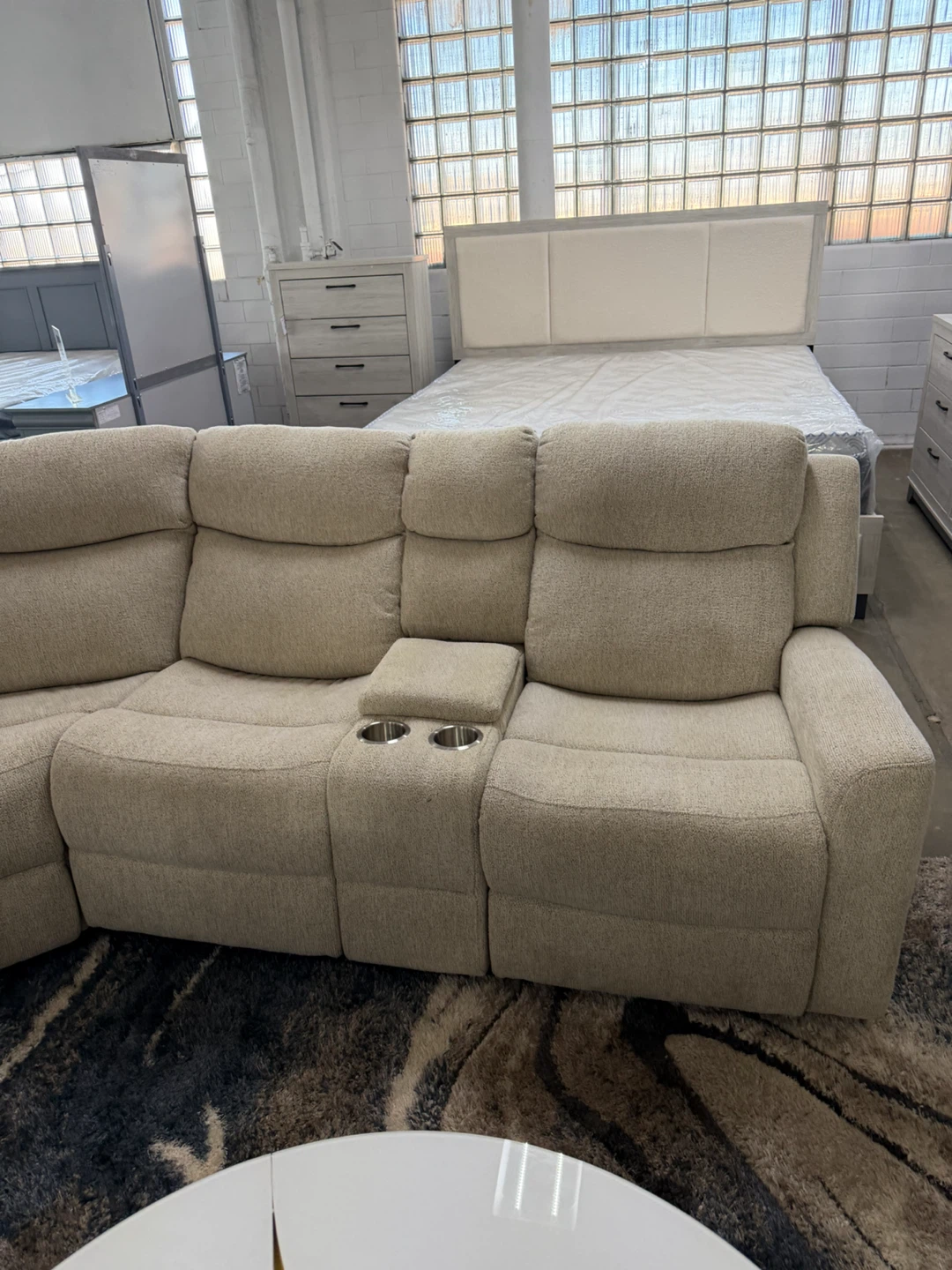 Reclining beige sectional - photo 4