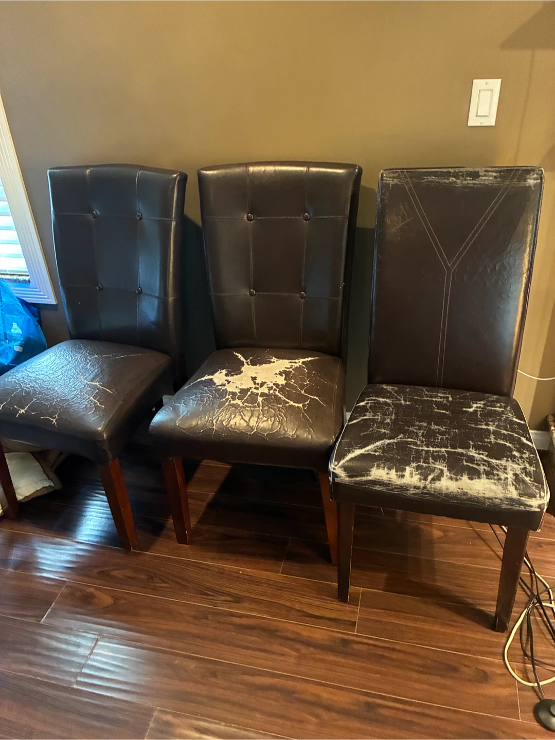 Set of 3 Dark Brown Dining Chairs