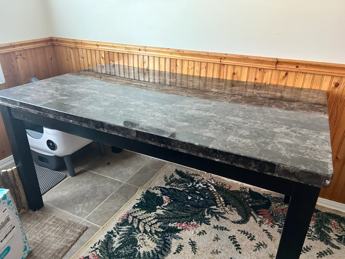 Dining Table with Marble-Look Top