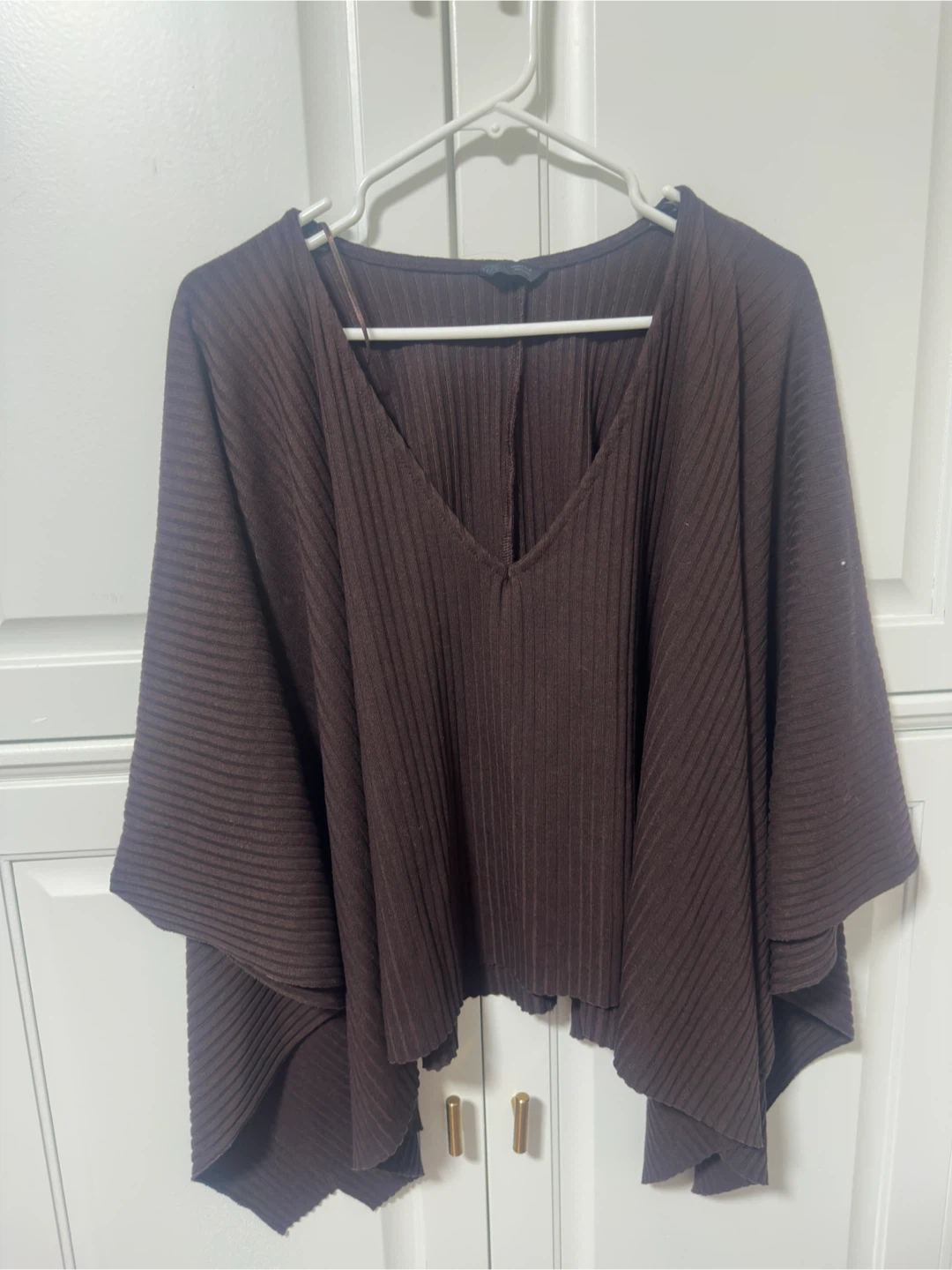Zara Brown Ribbed shawl  - Size S