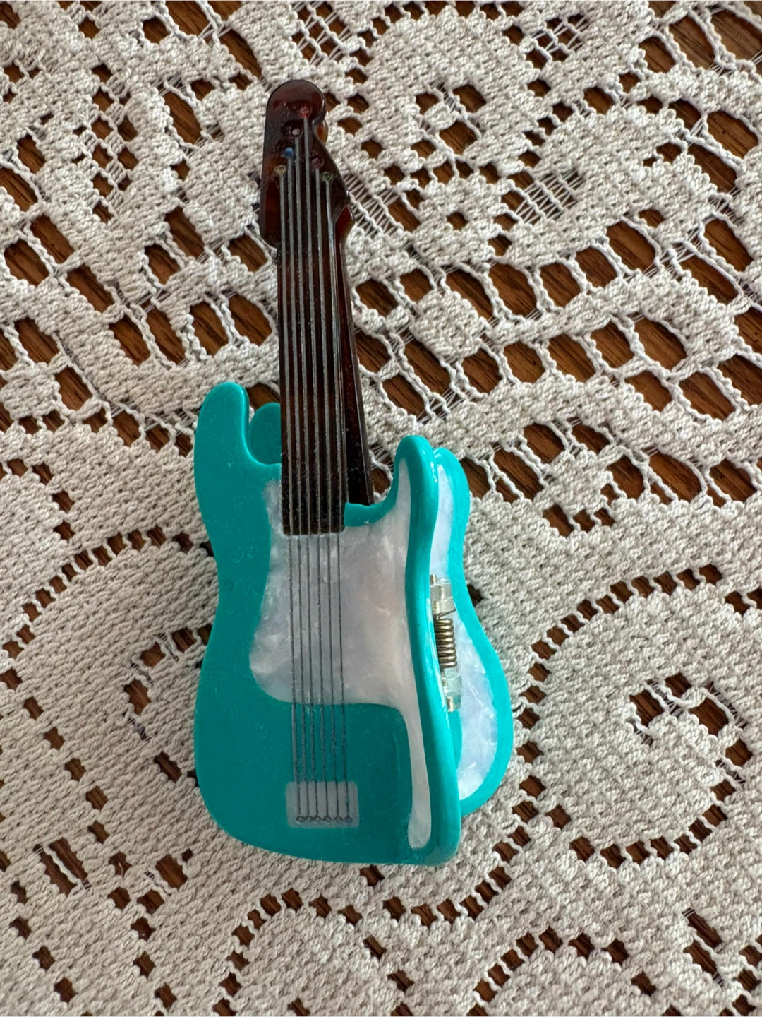 Teal Guitar Claw Clip