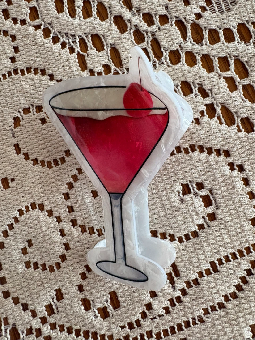 Martini Glass Hair Claw Clip