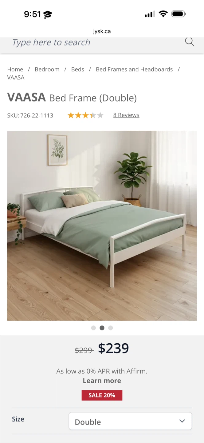 JYSK VAASA Double Bed Frame (Mattress Included) - photo 2