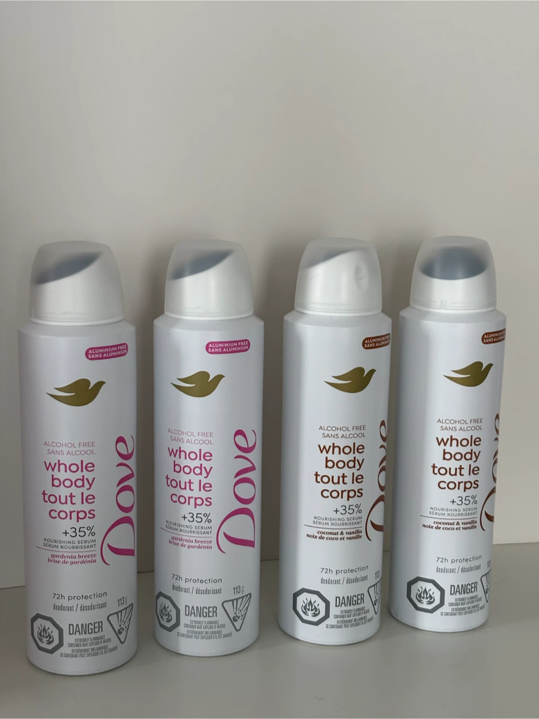 Dove Whole Body Deodorant Spray x4