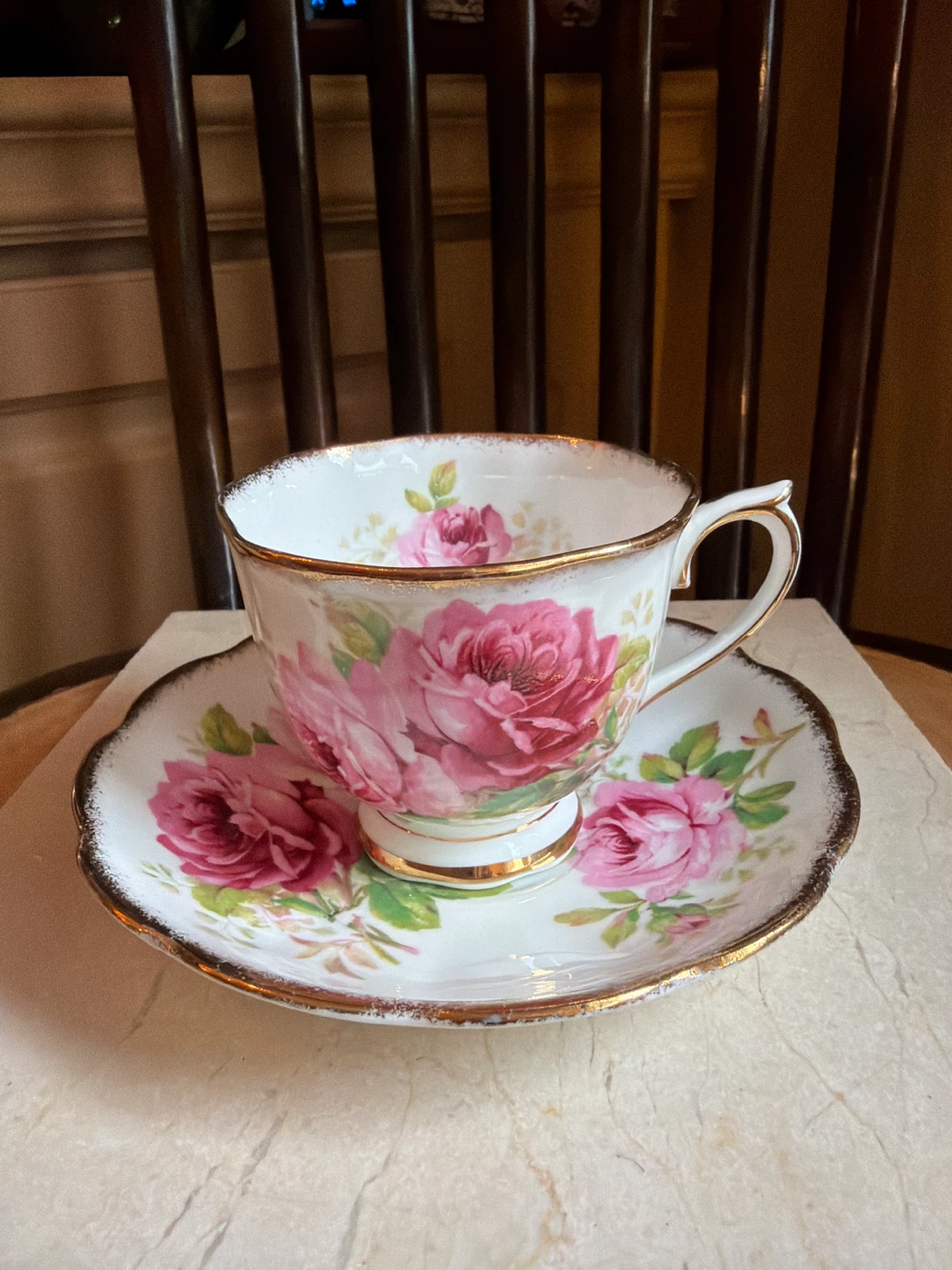 Gorgeous American Beauty Bone China Tea Cup