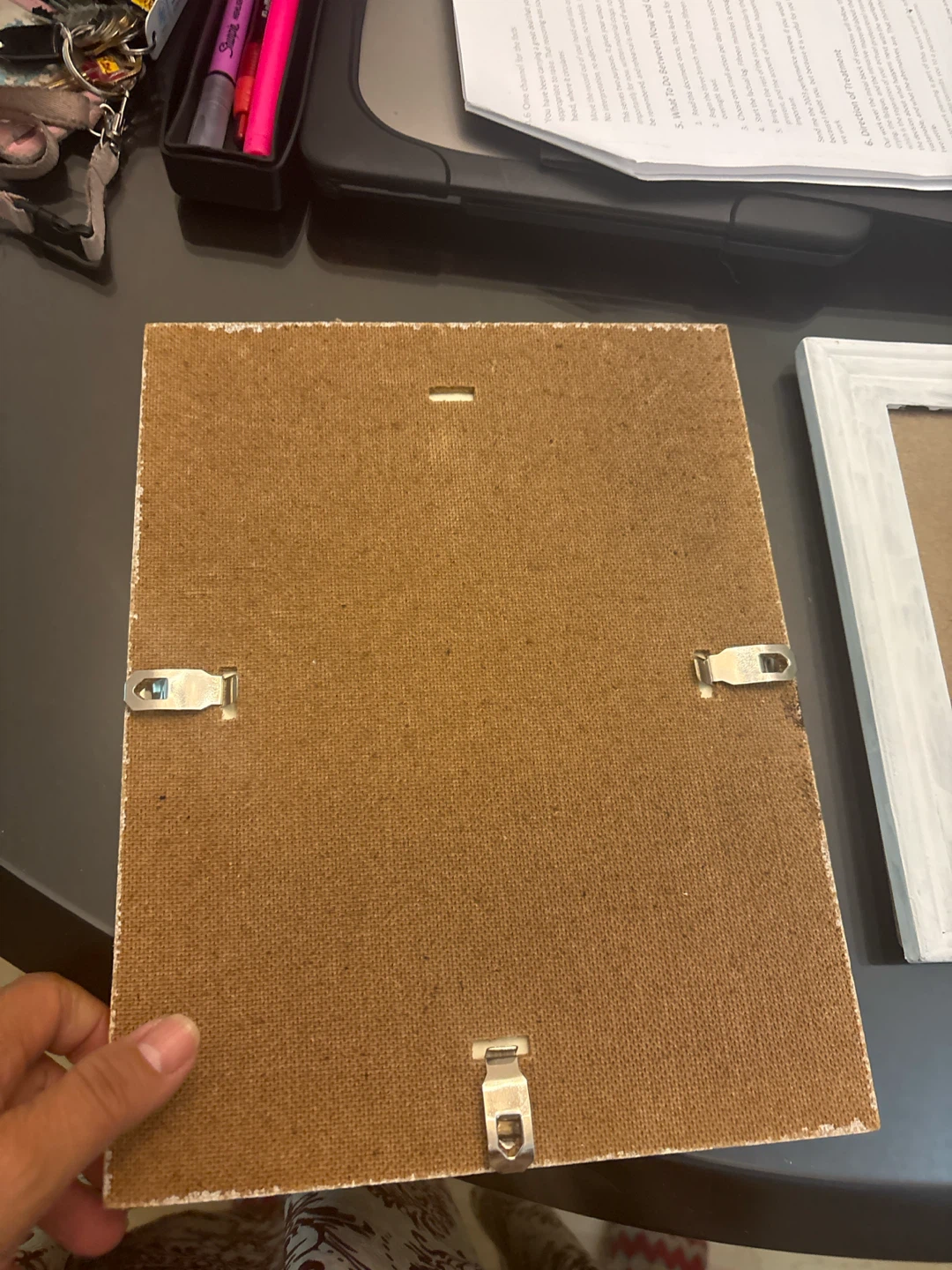 Small White Picture Frame with Pins and Cloth - photo 2