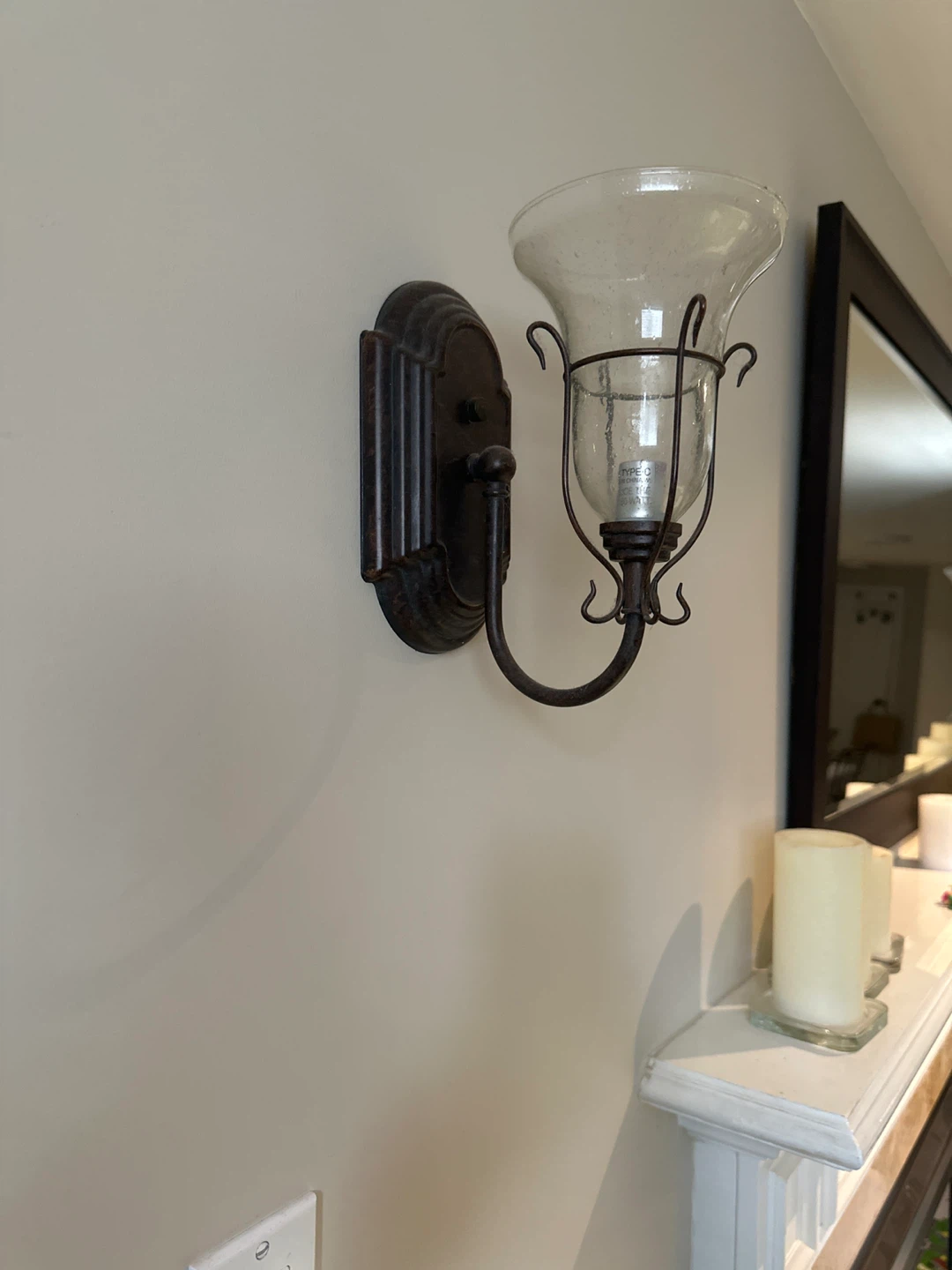 Glass and Metal Wall Sconce