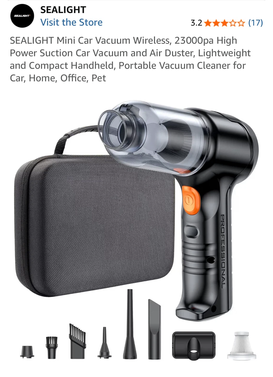 SEALIGHT Mini Car Vacuum Cleaner & Air Duster