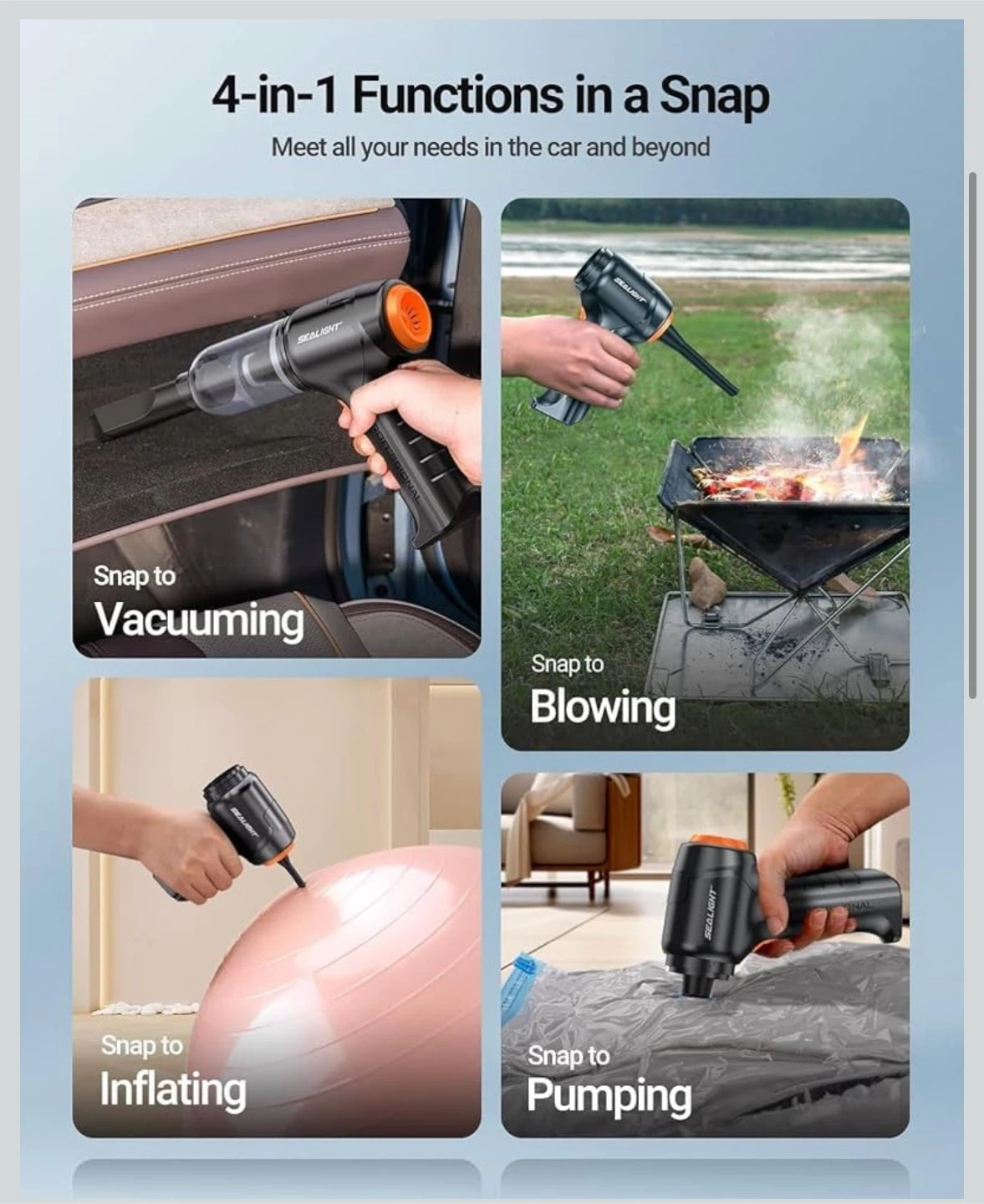 SEALIGHT Mini Car Vacuum Cleaner & Air Duster - photo 4