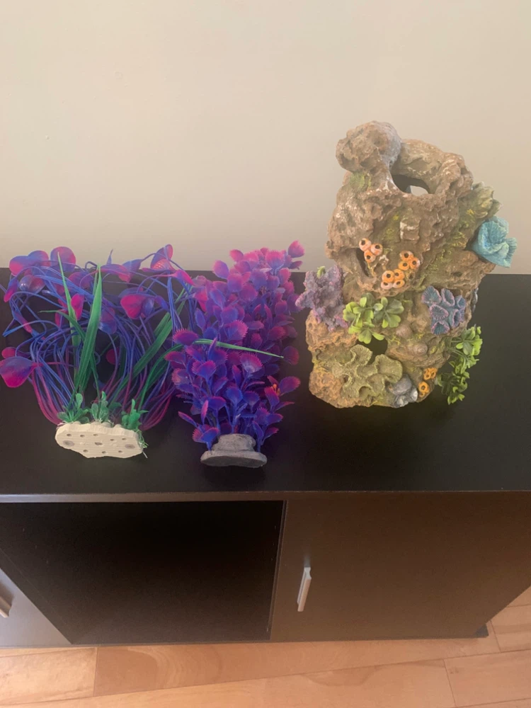 Aquarium Decorations - Artificial Plants and Rock Cave