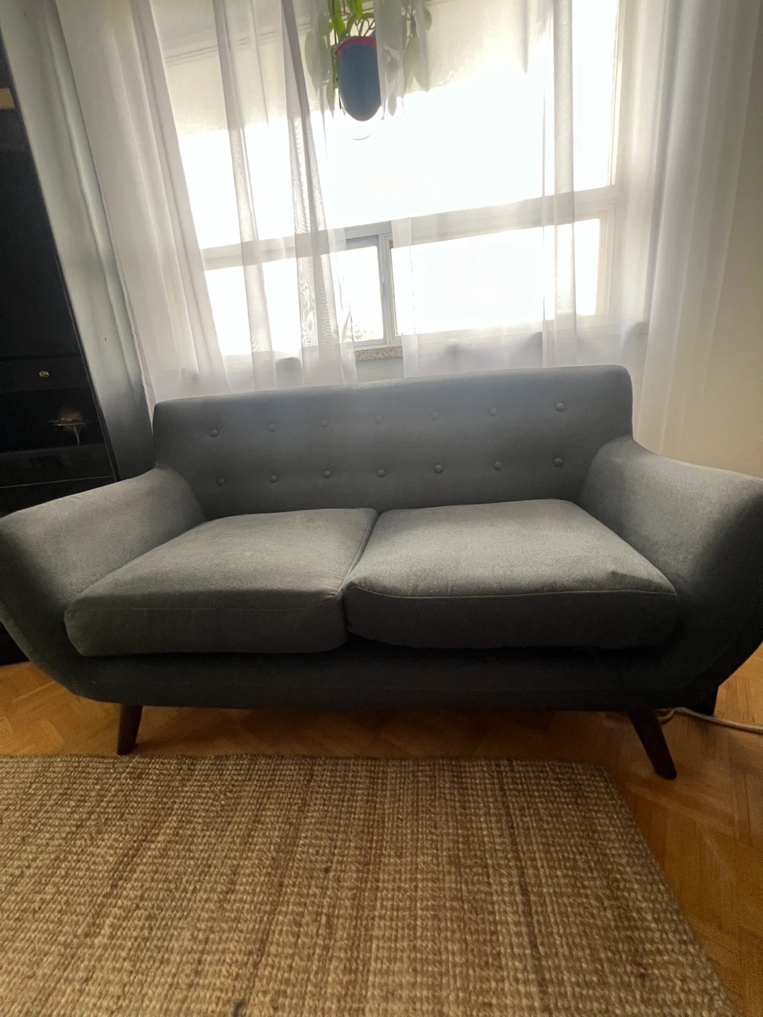 Pair of Dark Grey Loveseats + FREE coffee table