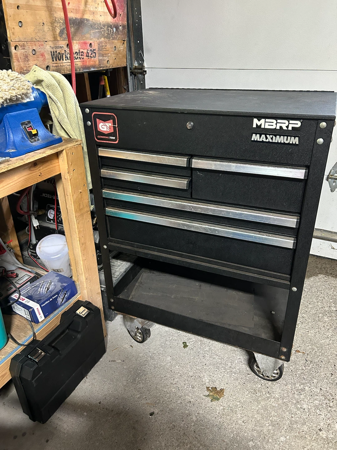 MAXIMUM 5-Drawer Rolling Tool Cart, Black, 30-in