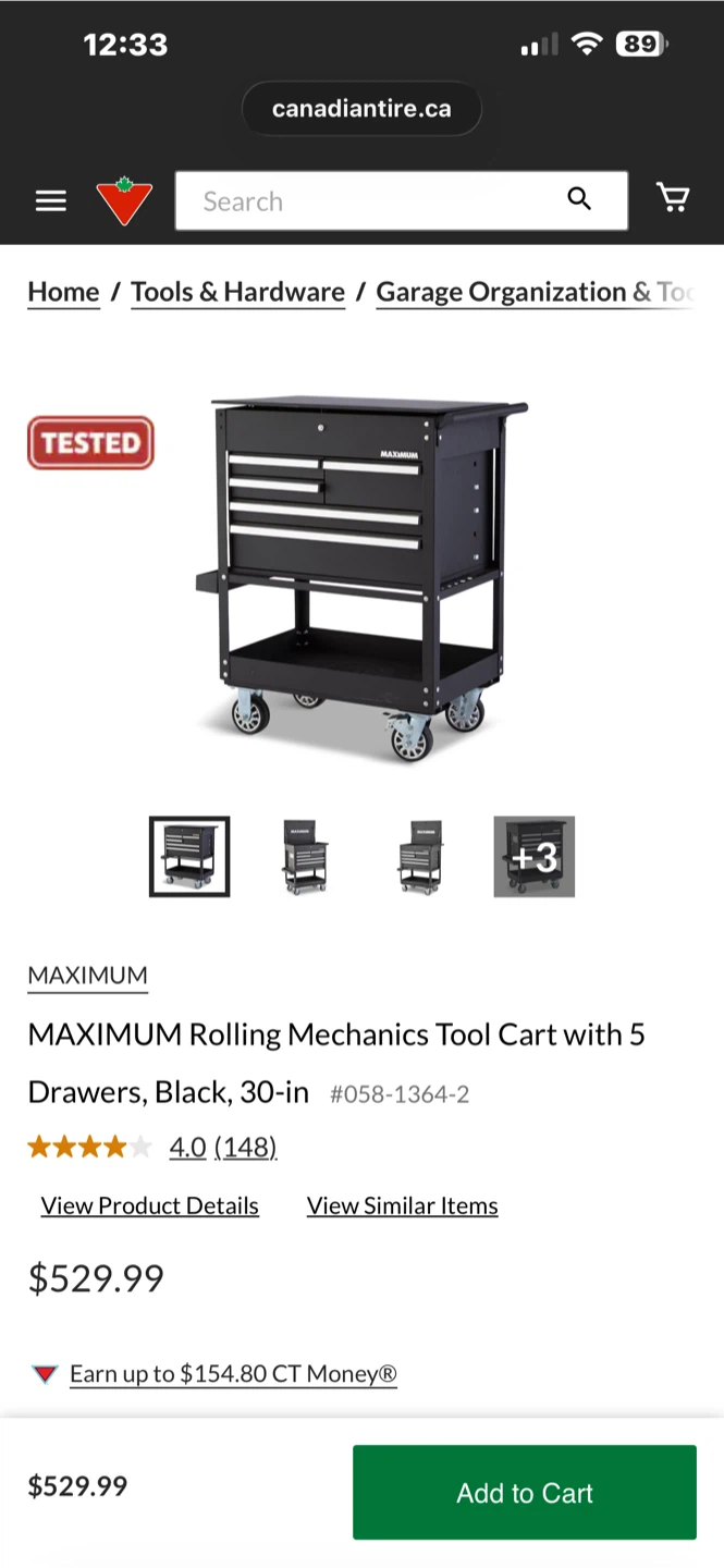 MAXIMUM 5-Drawer Rolling Tool Cart, Black, 30-in - photo 2