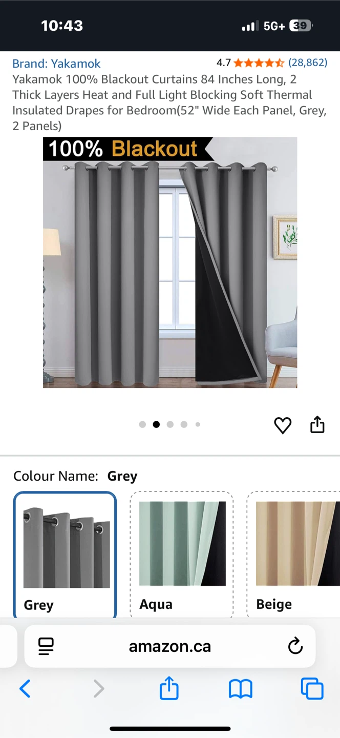 Yakamok Grey 100% Blackout Curtains 2 Panels - photo 2
