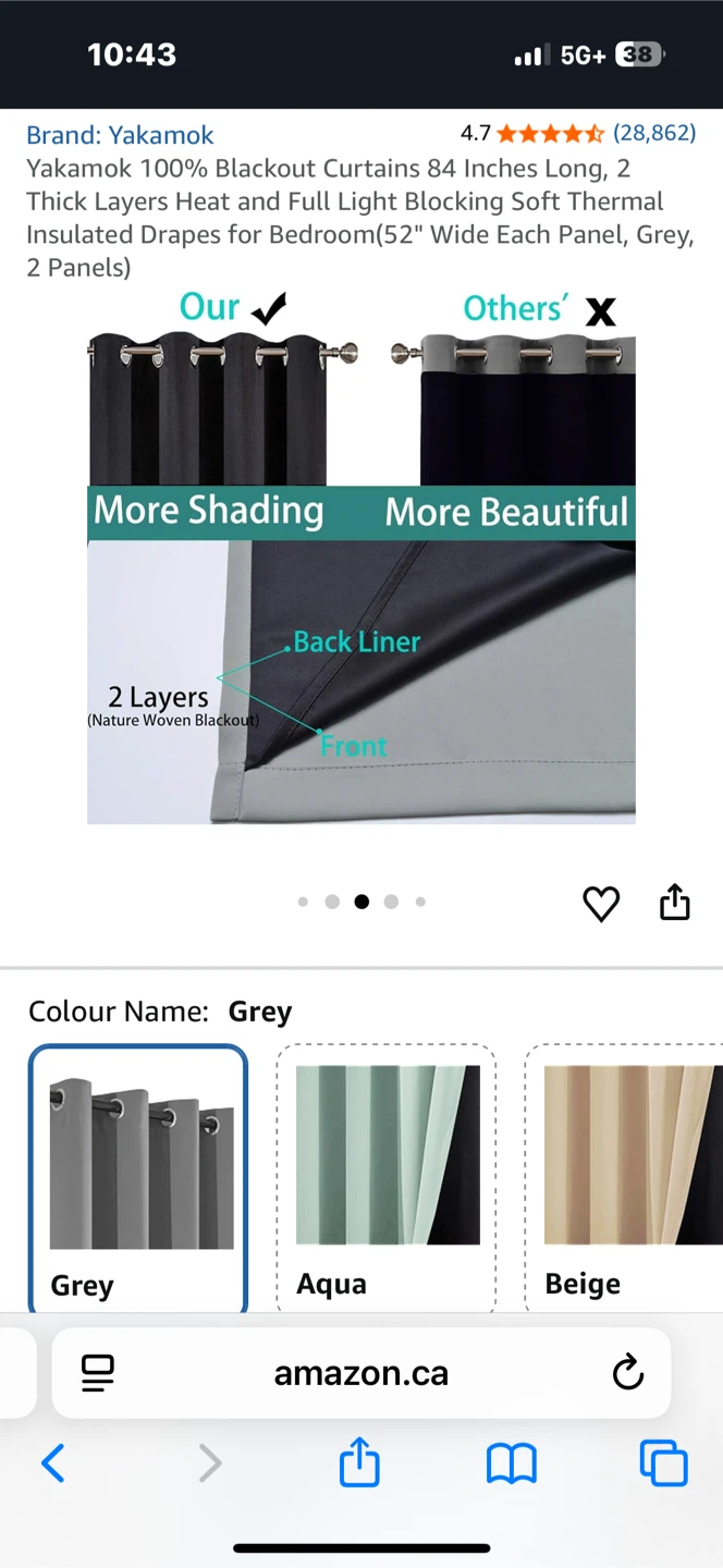 Yakamok Grey 100% Blackout Curtains 2 Panels - photo 4