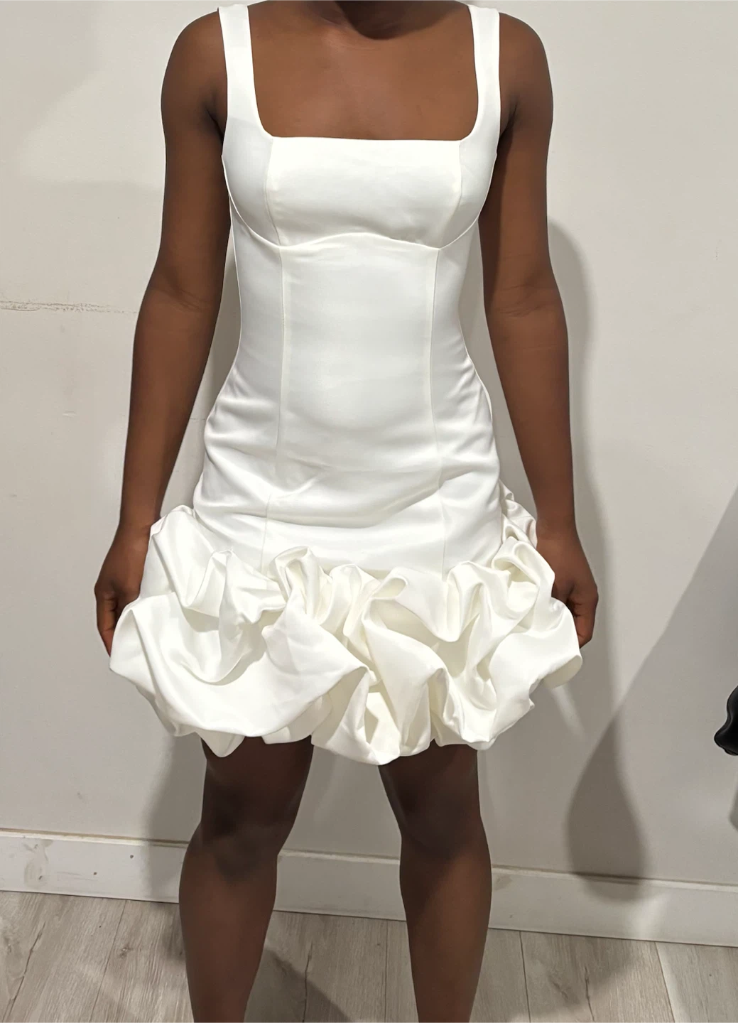 Fashion Nova Sienna Satin Mini Dress in white