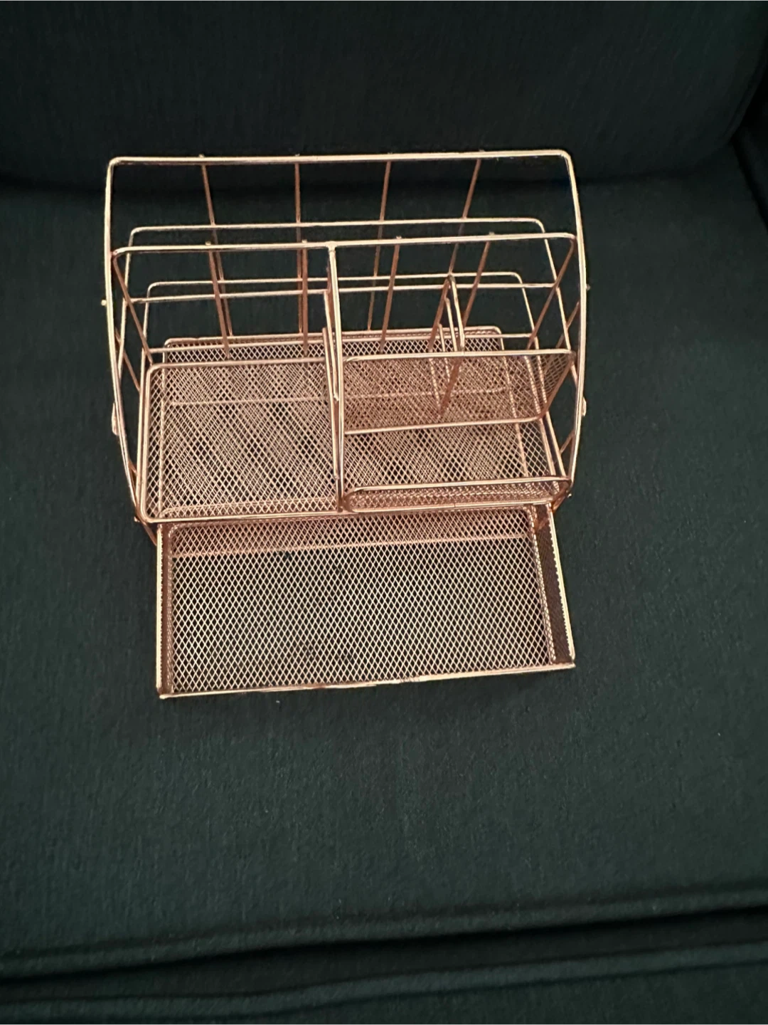 Rose Gold Mesh Desk Organizer with Drawer