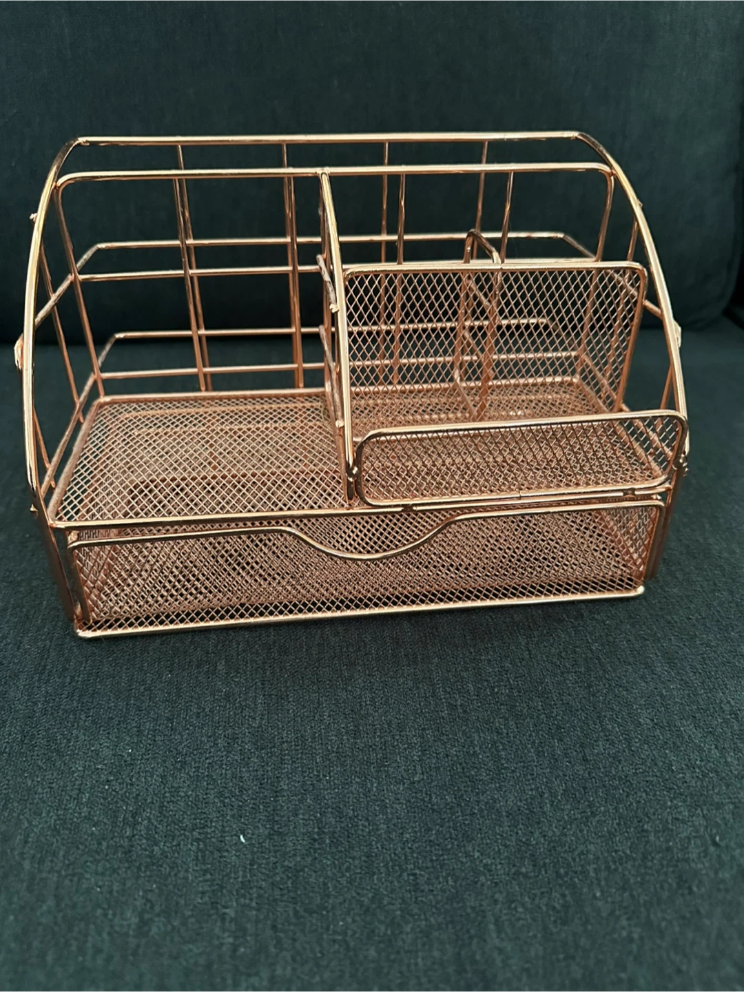 Rose Gold Mesh Desk Organizer with Drawer - photo 2