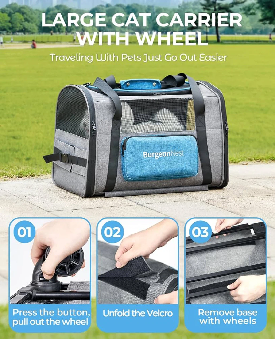 BurgeonNest Pet Carrier with Wheels - Brand New - photo 3