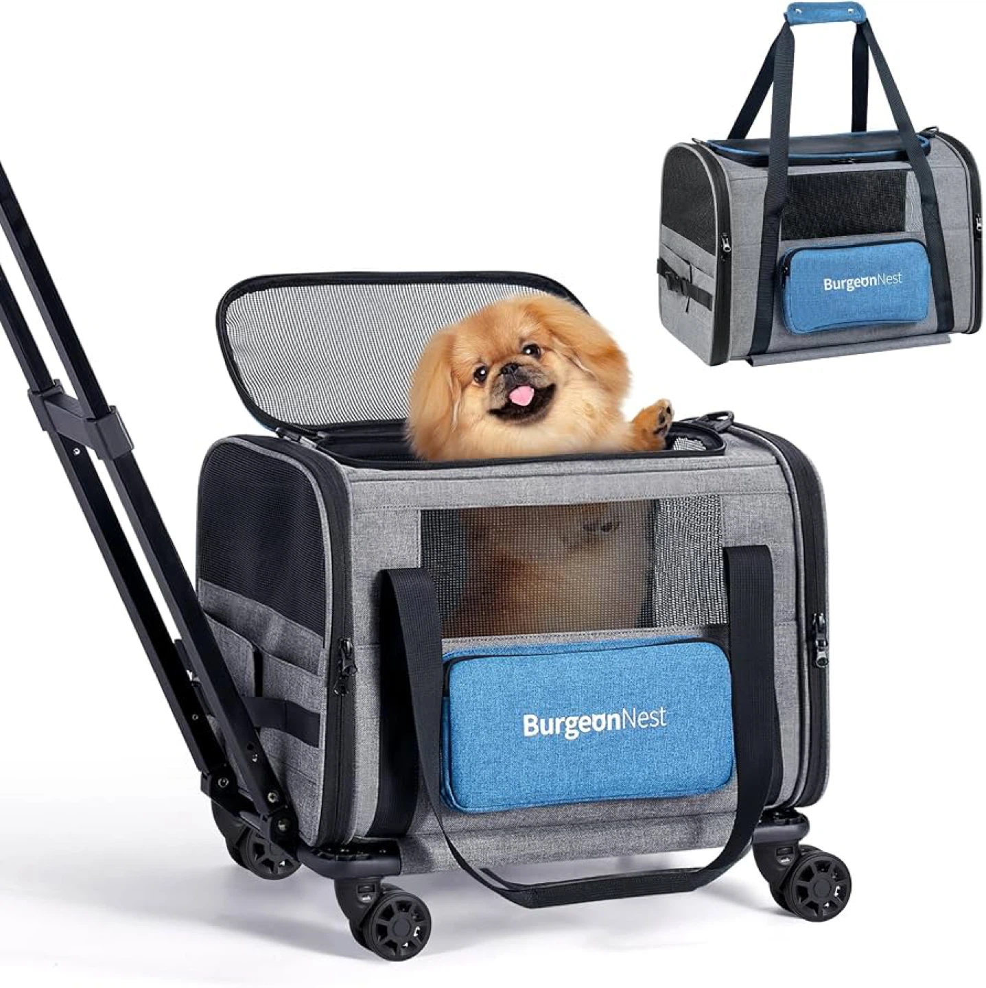 BurgeonNest Pet Carrier with Wheels - Brand New